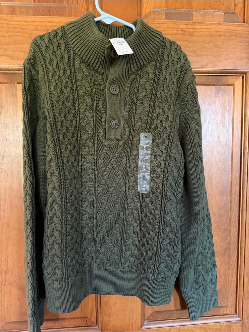 NWT Gap Kids Cable-Knit Mockneck Sweater, M/8, olive green